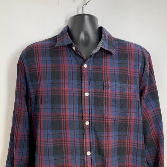 Volcom Men's Classic Fit Plaid Button Down Cotton Pocket Long Sleeve Shirt SZ L‎ - Picture 4 of 12